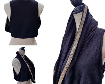 Hooded Vest and Hooded Kimono Jacket, Raw Silk and Cotton options