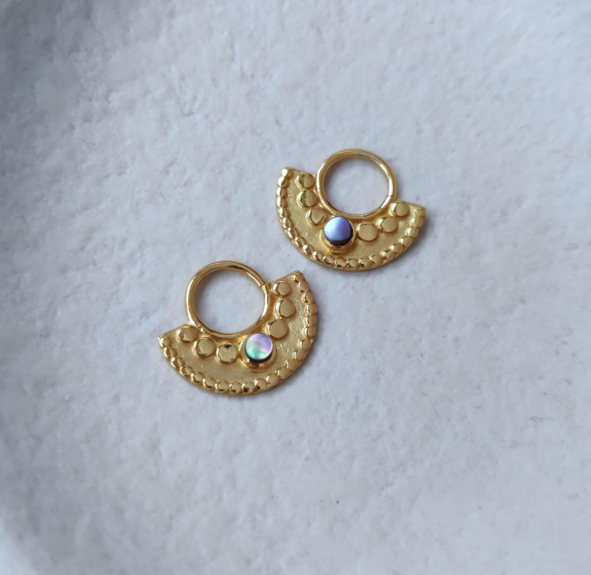 Sacred Gold Septum, Tribal Septum nose ring ⎜ different gemstone options
