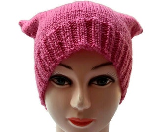 Pink pussy hat wooden badges woman/'s march