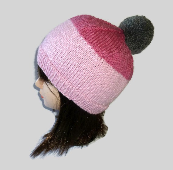 ladies grey pom pom hat