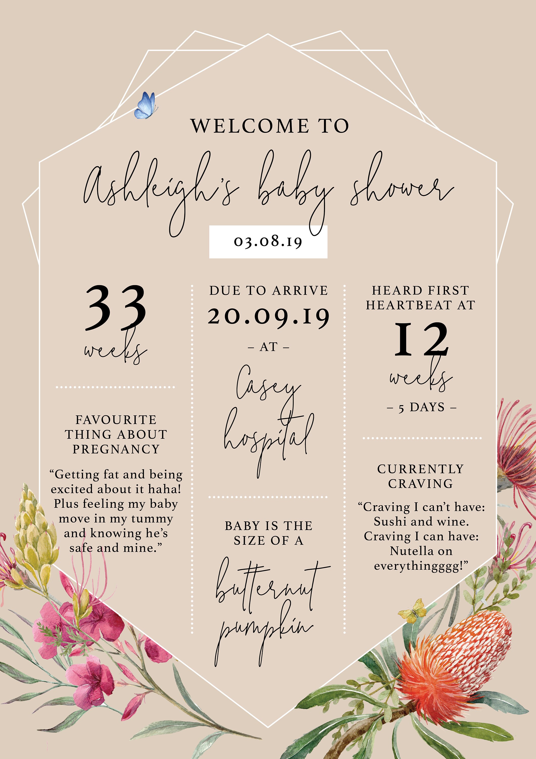Baby Shower Poster Botanical Native Etsy España