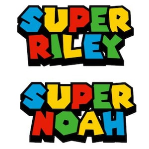 Personalisierter 'Super NAME' Mario Style Sticker - Personalisierter glänzender Namensaufkleber