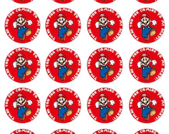 Super Mario characters birthday party stickers x20 per set