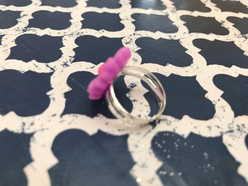 Purple flower kawaii ring