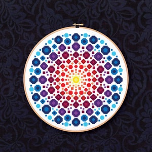 Rainbow Dot Mandala  - PDF Cross Stitch Pattern