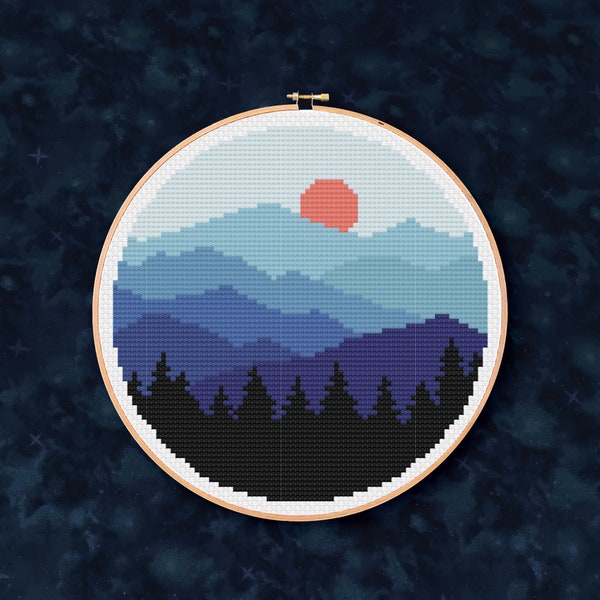 Blue Mountains  - PDF Cross Stitch Pattern