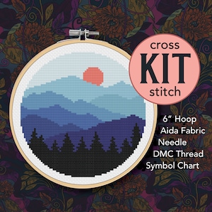 Blue Mountains Counted Cross Stitch Kit - 6 Inch Kit - Suitable for Beginners