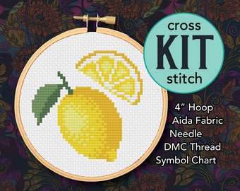 Lemon Counted Cross Stitch Kit - 4 Inch Kit - Suitable for Beginners