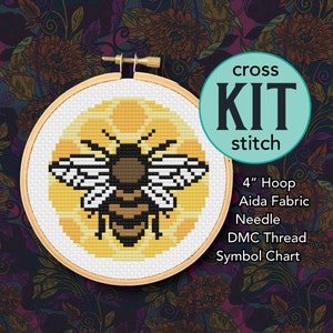 Honey Bee Counted Cross Stitch Kit - 4 Inch Kit - Suitable for Beginners