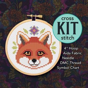 Cute Red Fox Counted Cross Stitch Kit - 4 Inch Kit - Suitable for Beginners
