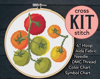 Tomatoes on the Vine Counted Cross Stitch Kit - 6 Inch Kit - Suitable for Beginners