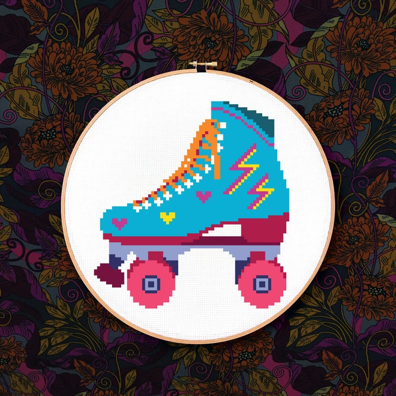 Retro Roller Skate PDF Cross Stitch Pattern Etsy Australia