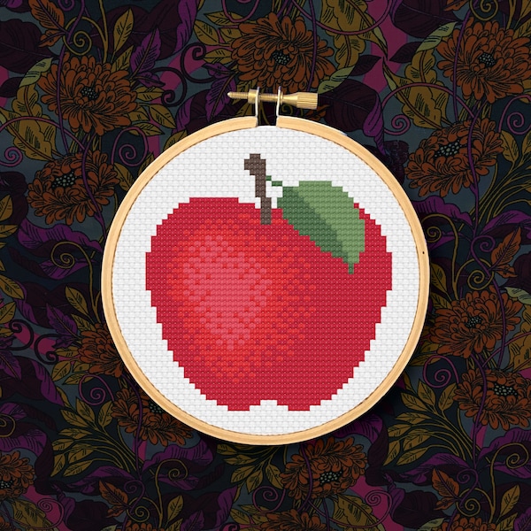 Cross Stitch Apple Etsy