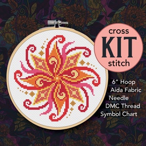 Solar Flare Mandala Counted Cross Stitch Kit - 6 Inch Kit - Suitable for Beginners