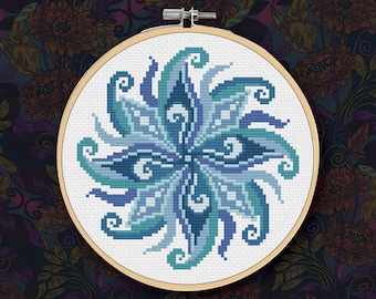 Ocean Waves Mandala - PDF Cross Stitch Pattern