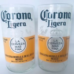 Set of 2 Corona Ligera Bottle Tumbler Drinking Glasses – Fire Polished