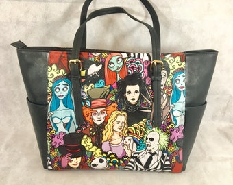 Custom made tim Burton tote bag
