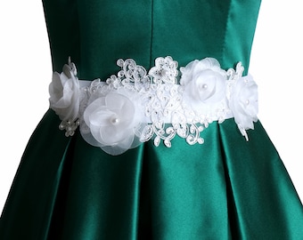 Organza lace wedding sash belt, pearl sash belt, flower girl dress belt, rhinestone sash belt, sash for wedding dress, sash belt women-WB52