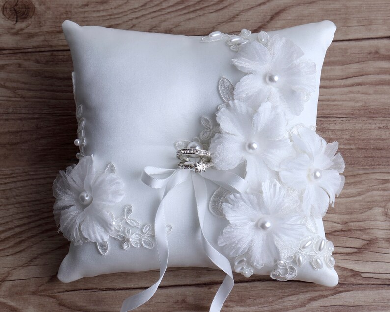 Wedding Ring Pillow Flower Wedding Pillow Cushion Wedding Etsy