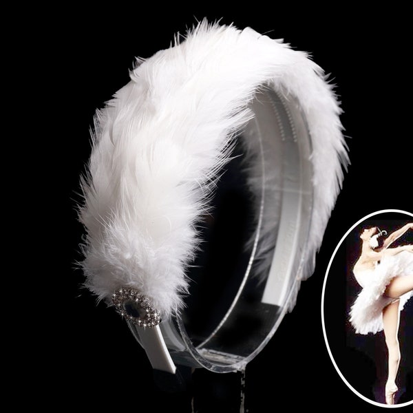 Girls Ballerina Headband, Ballet Girl Dancer Hairband, Swan feathers costume headpiece - F25