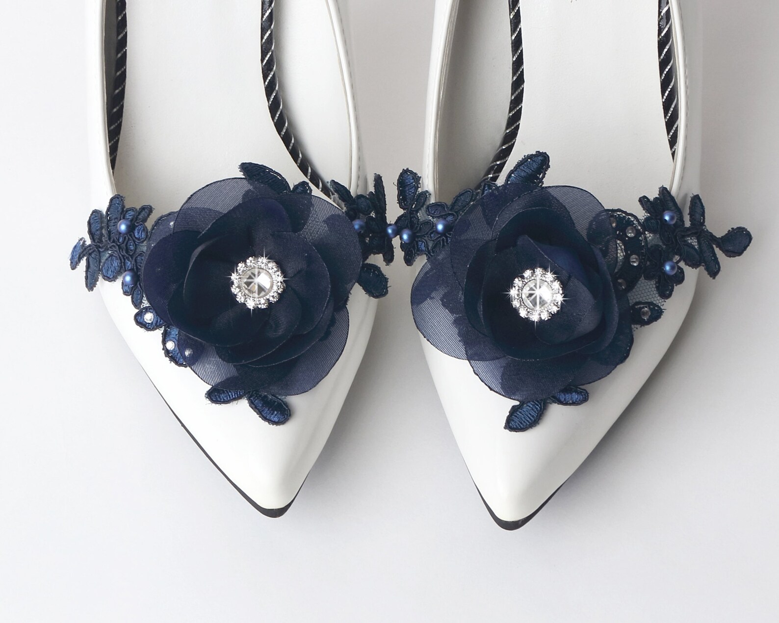 Blue Wedding Shoe Clips Swarovski Crystal Pearls Shoe Clips Etsy