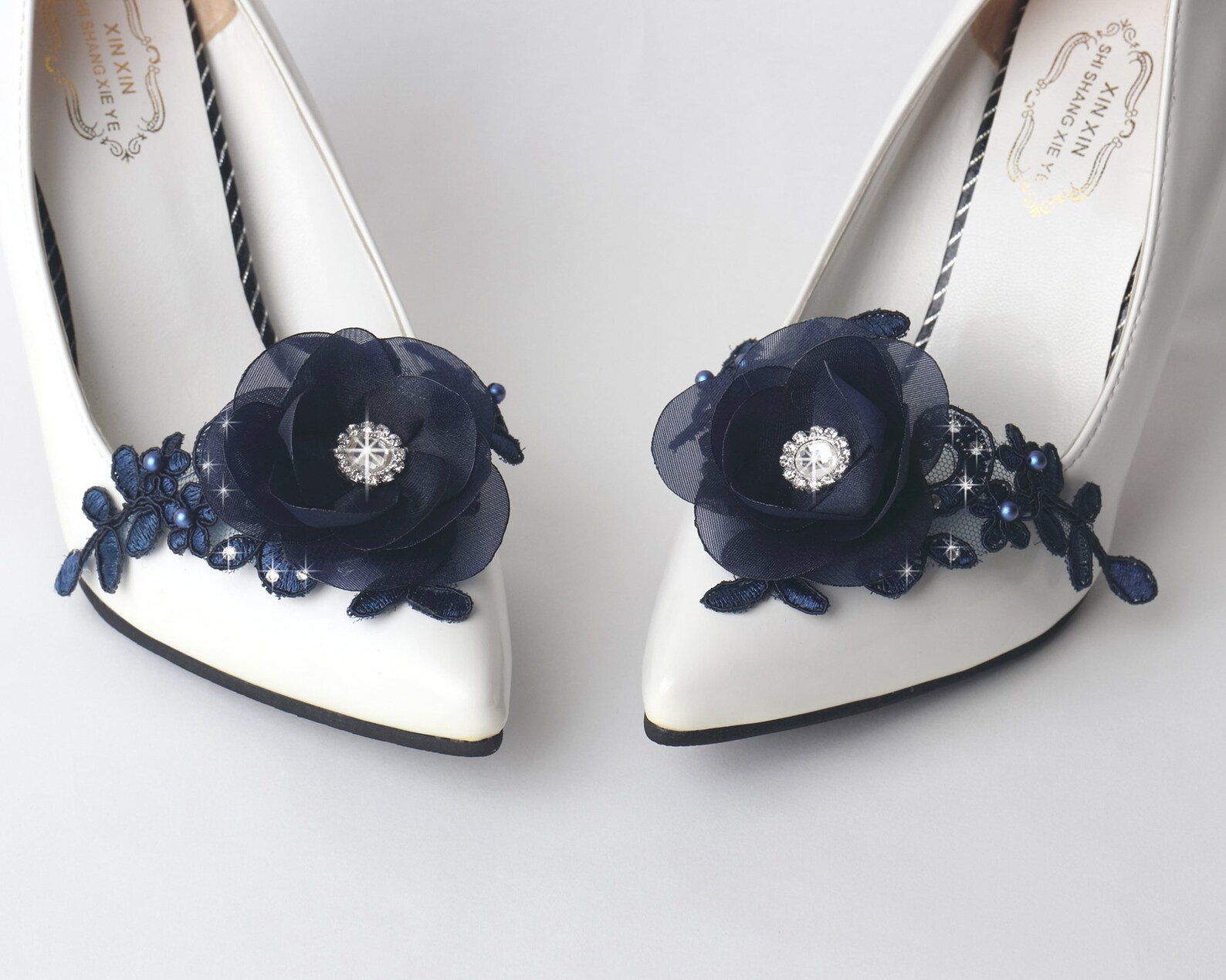 Blue Wedding Shoe Clips Swarovski Crystal Pearls Shoe Clips Etsy