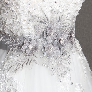 Gray wedding sash belt, silver gray lace sash belt, wedding dress belt, sash for wedding dress, gray ribbon sash belt -WB35