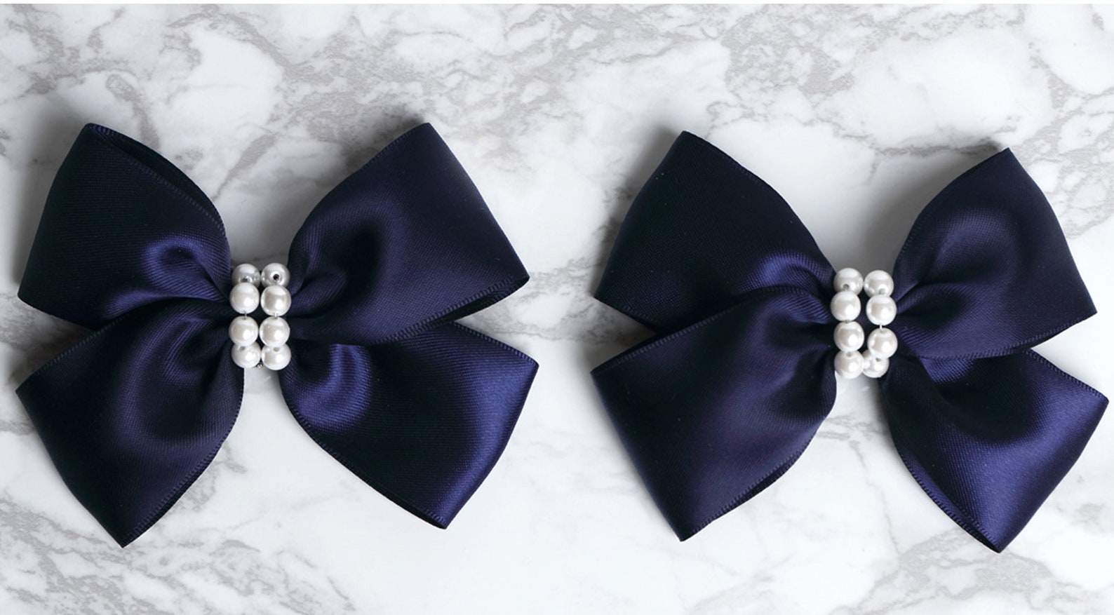 Navy Satin Bow Shoe Clips Blue Shoe Clips Ornaments Blue Etsy