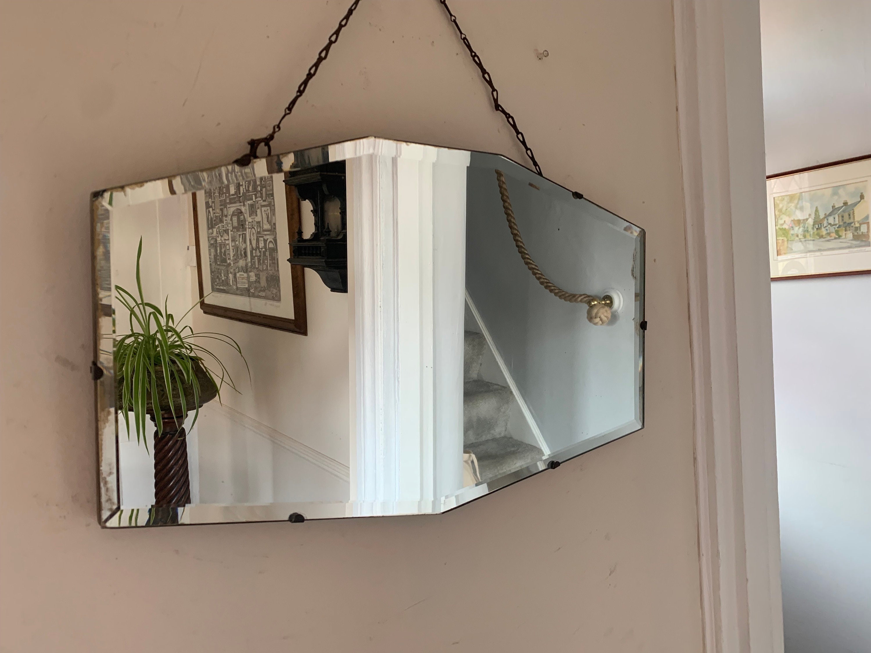 Vintage 1930-40S Bevelled Edge Art Deco Mirror - Etsy