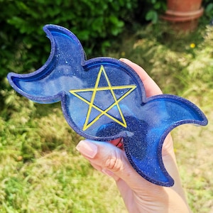 candle holder, triple moon candle holder, wicca, pentagram, pentacle, witch, pagan, witch, ritual, triple goddess, altar