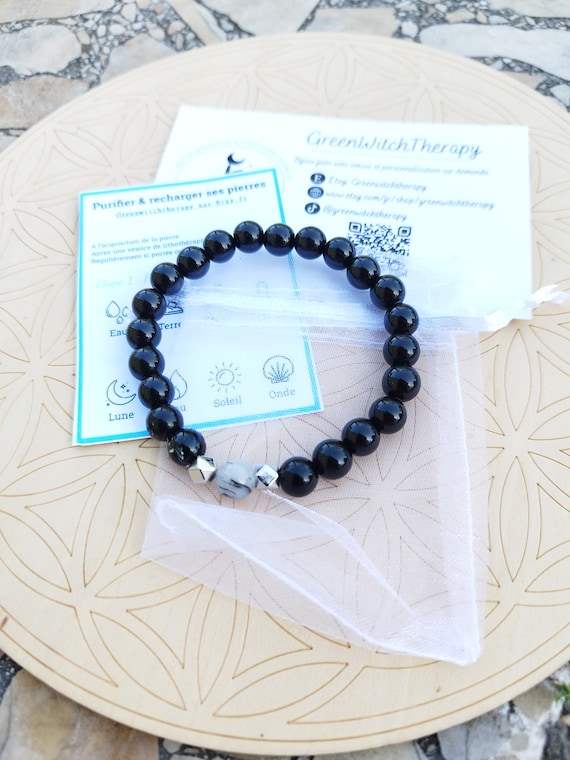 Bracciale In Tormalina Nera Grezza Per Uomo E Donna, Bracciale