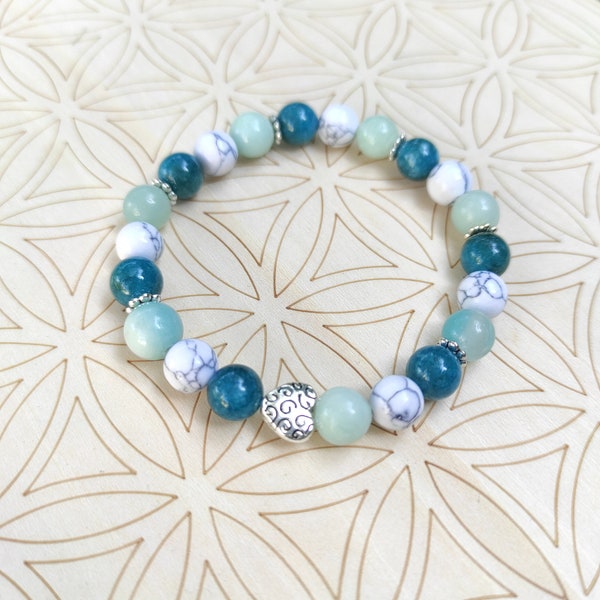 Weight loss bracelet, slimming aid bracelet, natural pearl bracelet 8 mm howlite, apatite, amazonite