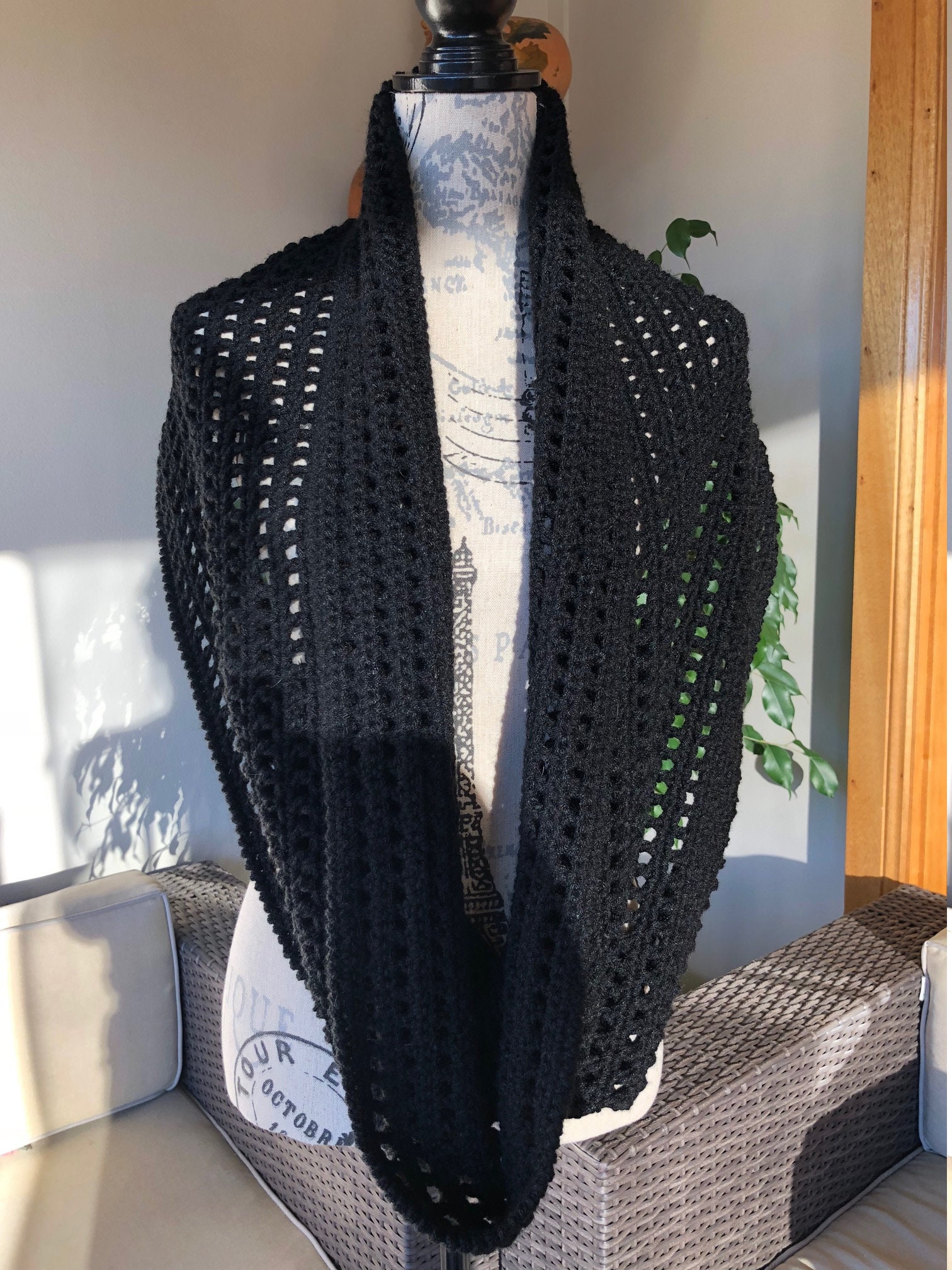 ladies black shawl wrap