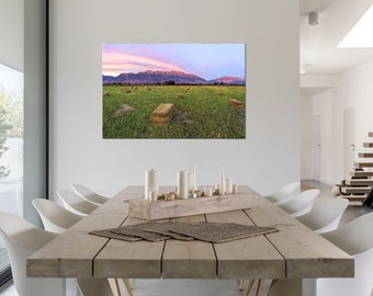 Timpanogos Mountain Sunset Print, Utah Farm Landscape Photography