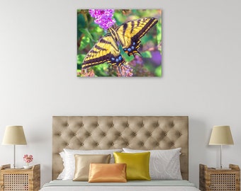 Butterfly Nature Photography, Garden Photography Nature Wall Decor, Swallowtail Butterfly Canvas Nature Print, Nature Wall Art, Gift For Her