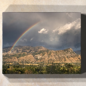 Provo Utah Mountains Photography, Rainbow Landscape Wall Art, Provo Utah Canvas Wall Art, Wasatch Mountains Canvas Print, Utah Canvas Art