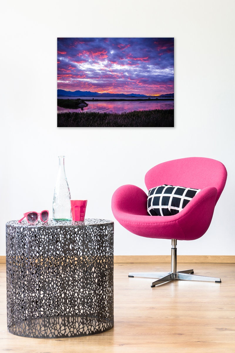 Lake Sunset Wall Art, Lake Photography, Lake Art Print, Landscape Wall