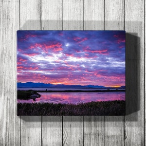 Lake Sunset Canvas Art Print, Canvas Sunset Wall Art, Sunset Reflection Canvas Print, Lake Landscape Wall Art, Canvas Wall Art, Gift For Her