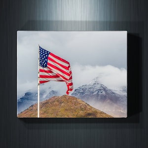 Patriotic Canvas Art, American Flag Art, American Flag Print, Fall Photography Canvas Wall Art, Patriotic Wall Art Canvas Print