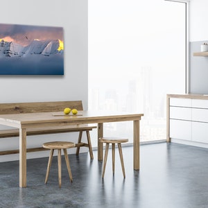 Kitchen wall decor with wasatch mountains art.
