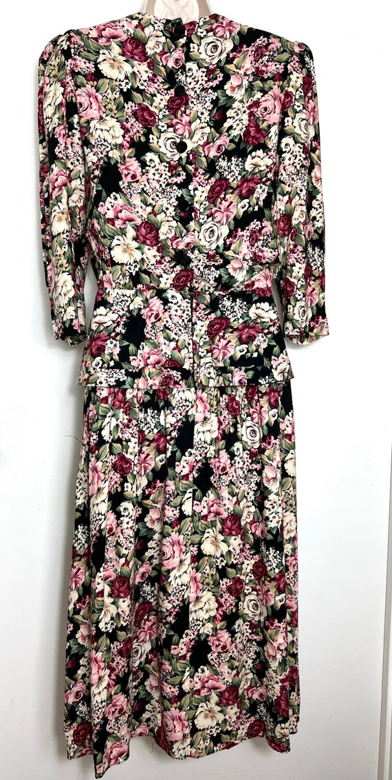 Vintage Lisa II Black Floral Cottagecore Dress Ra… - image 9