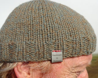 Rustic shetland brown wool slouchy hat headwarmer Eco-friendly pure wool unique beanie hat.