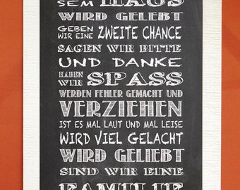 Kunstdruck mit Spruch "Familie"