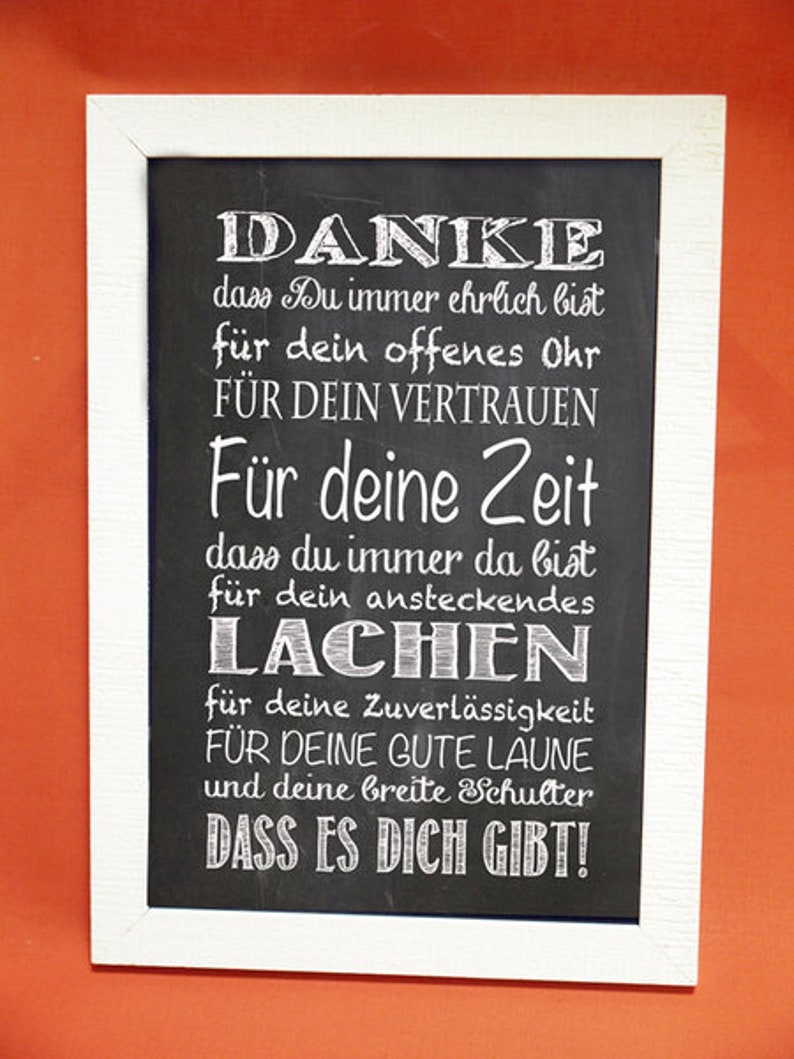 Kunstdruck Mit Spruch Danke Etsy
