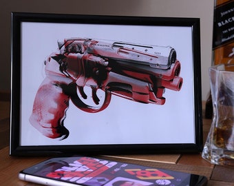 Blade Runner 7"x 5" framed print. Ideal for desks or hanging on your wall. 2019 Deckard's blaster Warhol style