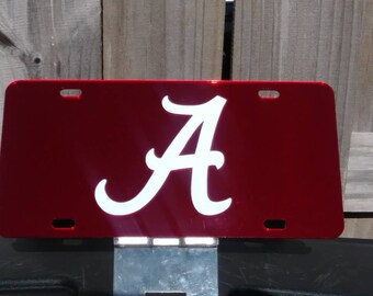 Polka Dot Alabama Crimson Tide Mirrored Car Tag License Plate