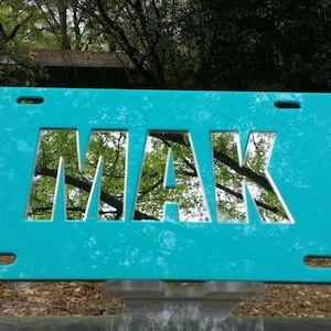 Custom Turquoise License Plate, Car Tag, Personalized Car Tag, Custom Front Plate, Monogram License, Personalized License Plate