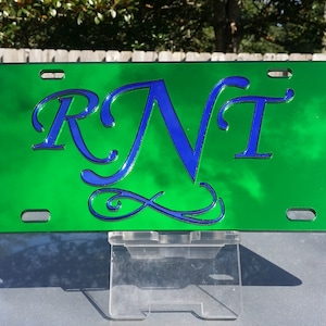 Custom Mirror "GREEN" License Plate, Car Tag, Personalized Car Tag, Custom Front Plate, Monogram License, Personalized License Plate