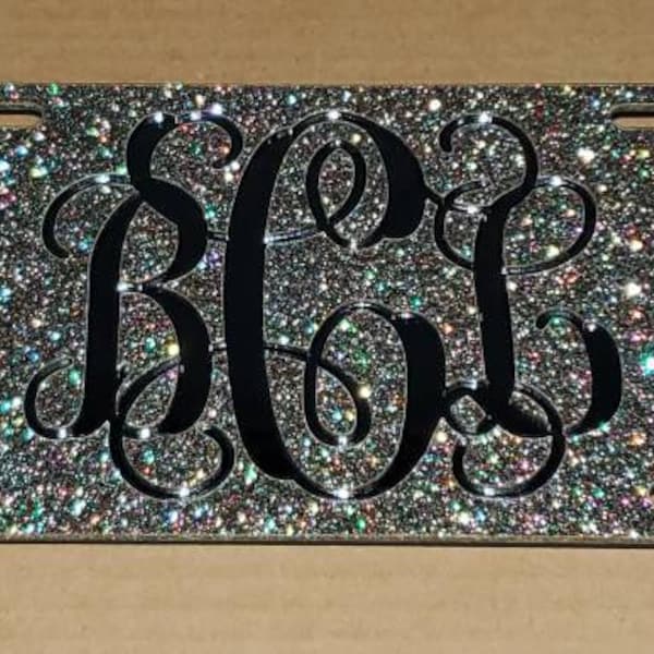 Confetti Glitter Acrylic (Real Glitter), Custom Glitter License Plate