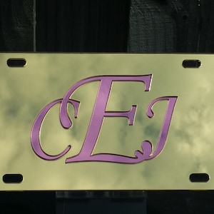 Custom Mirror Yellow License Plate, Car Tag, Personalized Car Tag, Custom Front Plate, Monogram License, Personalized License Plate